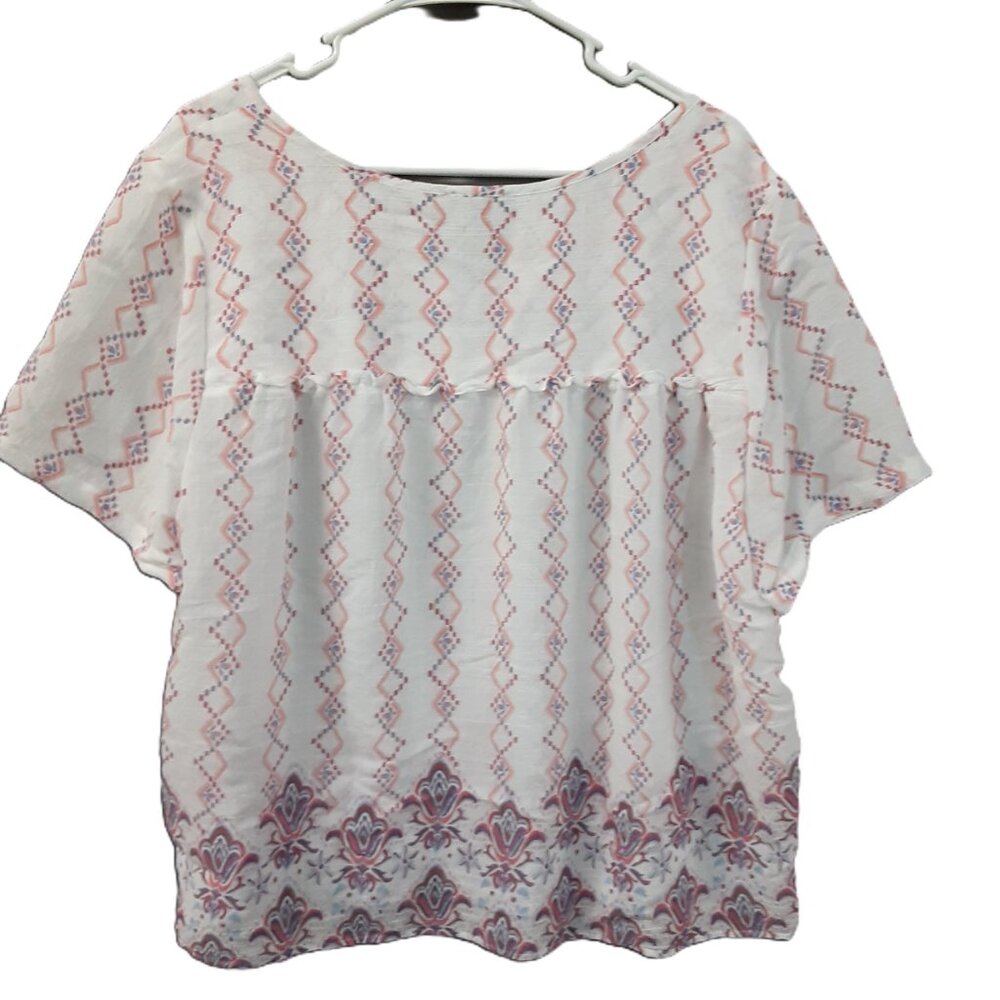 New Directions Womans Blouse Size XL, Pullover Short sleeve, V-Neck - Picture 2 of 7
